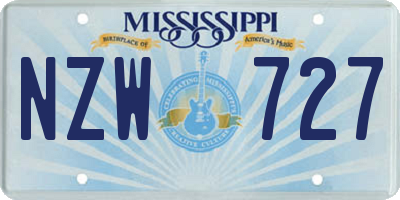 MS license plate NZW727