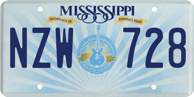 MS license plate NZW728