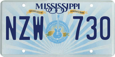 MS license plate NZW730