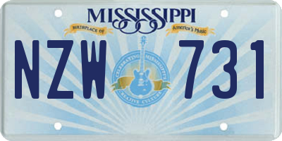 MS license plate NZW731