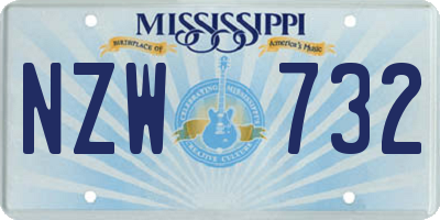 MS license plate NZW732