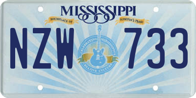 MS license plate NZW733