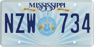 MS license plate NZW734