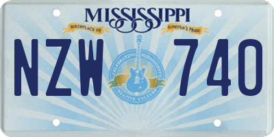 MS license plate NZW740