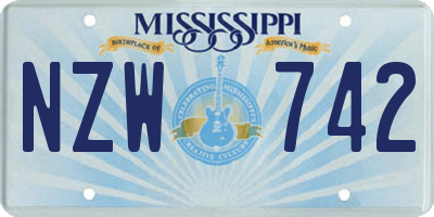 MS license plate NZW742