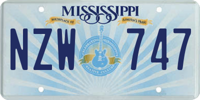 MS license plate NZW747