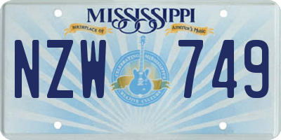 MS license plate NZW749
