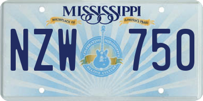 MS license plate NZW750