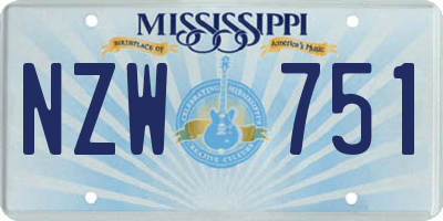 MS license plate NZW751