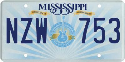 MS license plate NZW753