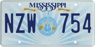 MS license plate NZW754