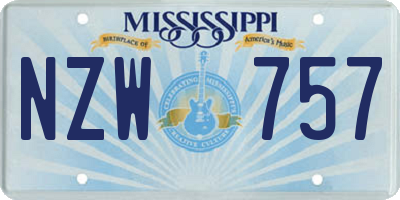 MS license plate NZW757