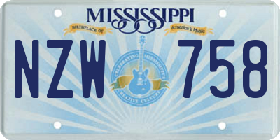 MS license plate NZW758