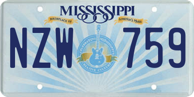 MS license plate NZW759