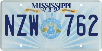 MS license plate NZW762