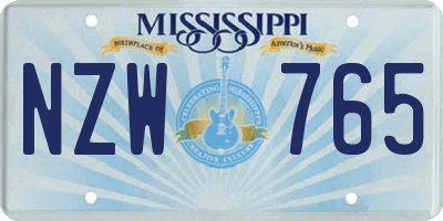 MS license plate NZW765