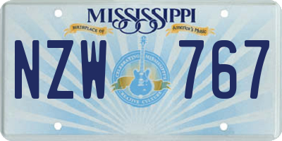 MS license plate NZW767