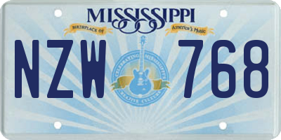 MS license plate NZW768