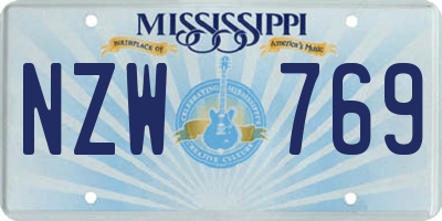 MS license plate NZW769