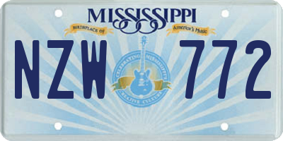 MS license plate NZW772