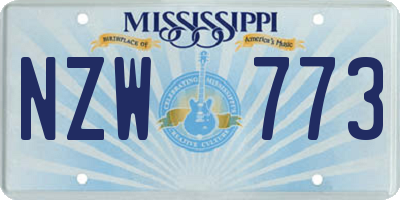 MS license plate NZW773