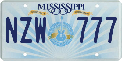 MS license plate NZW777