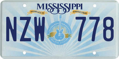 MS license plate NZW778