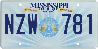 MS license plate NZW781