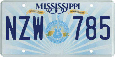MS license plate NZW785