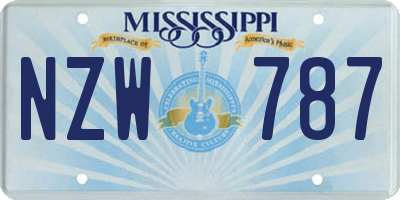 MS license plate NZW787