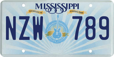 MS license plate NZW789