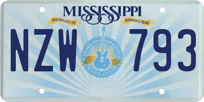 MS license plate NZW793