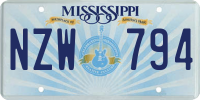 MS license plate NZW794
