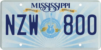 MS license plate NZW800