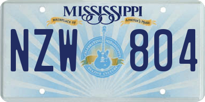 MS license plate NZW804