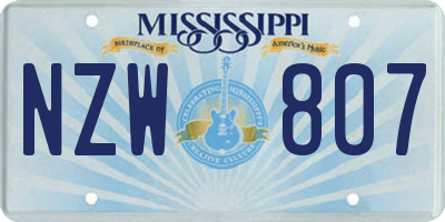MS license plate NZW807