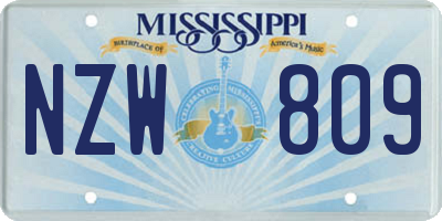 MS license plate NZW809