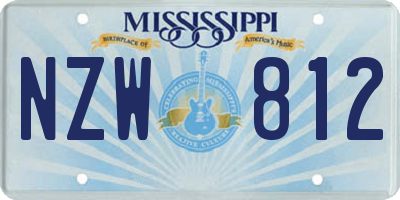 MS license plate NZW812