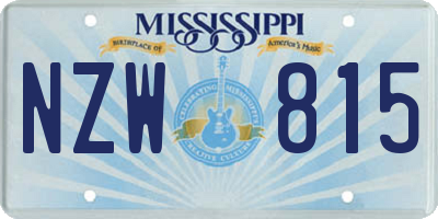 MS license plate NZW815
