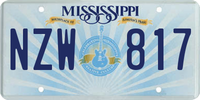 MS license plate NZW817