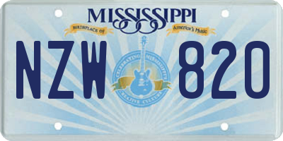 MS license plate NZW820