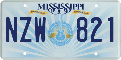 MS license plate NZW821