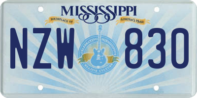 MS license plate NZW830