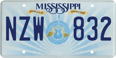 MS license plate NZW832