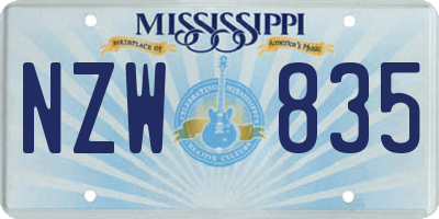 MS license plate NZW835
