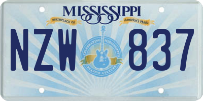 MS license plate NZW837