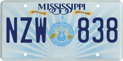 MS license plate NZW838