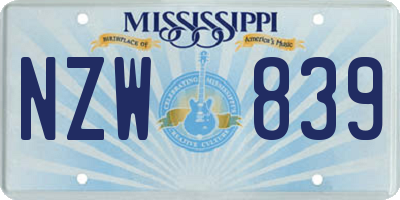 MS license plate NZW839