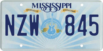 MS license plate NZW845