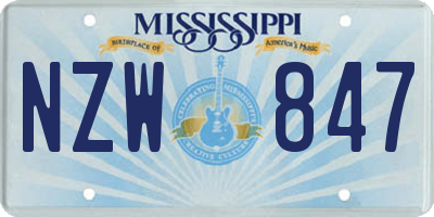 MS license plate NZW847